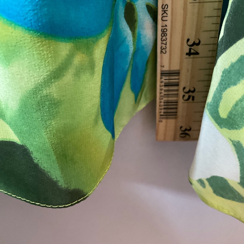 Soft Surroundings 100% silk Green and Blue Floral Maxi Skirt tropical petite XL - Picture 3 of 7